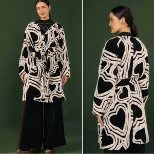 NWT Farm Rio Black and White Heart Wrap Jacket
